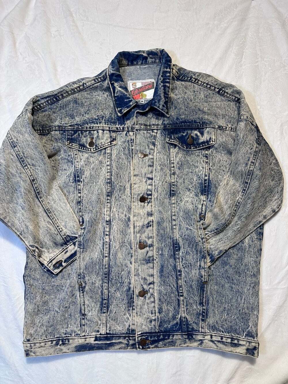 Vintage stonewash jean jacket blue denim clothing academy size medium
